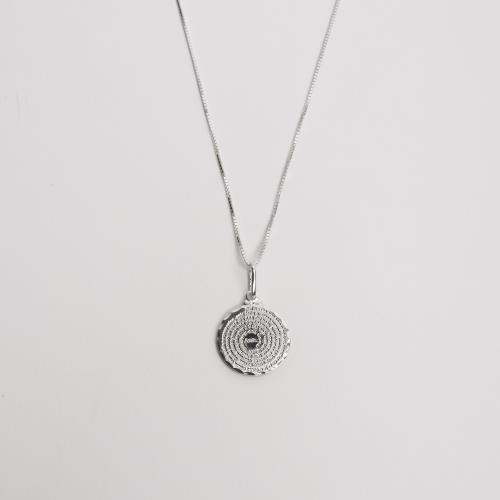 Colar pingente medalha Pai Nosso 15mm 45cm