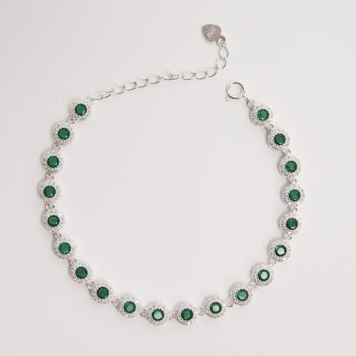 Pulseira Riviera 5.7 zircônias esmeralda 16+4cm