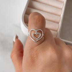 Anel coração pingente coração