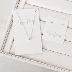 Conjunto brinco e colar coração detalhe zircônia acqua 45+5cm