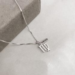 Colar pingente signo virgem com placa 45cm