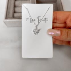 Colar pingente borboleta cravejada 10mm 45cm