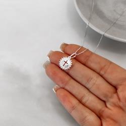 Colar pingente medalha cruz cravejada 12mm 45cm