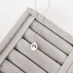 Colar pingente medalha Nsa. Sra. Aparecida vazada cravejada 12mm 45cm