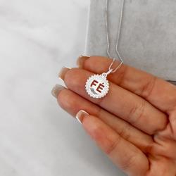 Colar pingente medalha fé cravejada 13mm 45cm