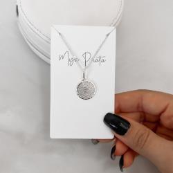 Colar pingente medalha redonda Pai Nosso corrente cadeado 45cm