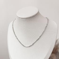 Colar pedra labradorita 2mm com bolas 40+5cm