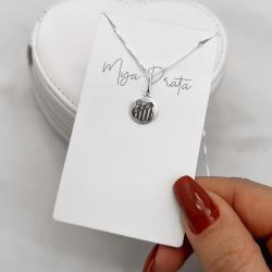 Colar pingente medalha time Santos 12mm 40cm