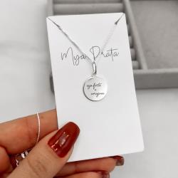 Colar pingente medalha seja forte e corajosa 15mm 45cm