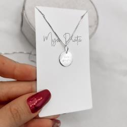 Colar pingente medalha sou grata 13mm 45cm