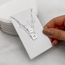 Escapulário medalhas amor e coração vazado v15 60cm