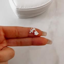 Pingente cruz e Espírito Santo cravejados 8mm