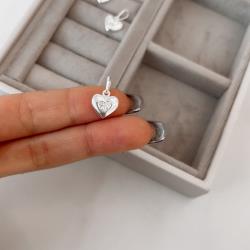 Pingente coração detalhe zircônia 10mm