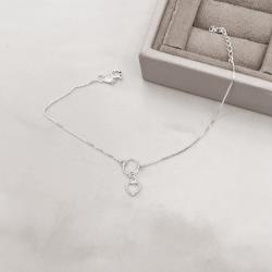 Pulseira entremeio círculo pingente coração vazado 7mm