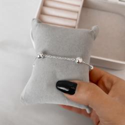 Pulseira bolas 7mm corrente cadeado