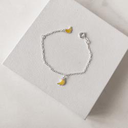 Pulseira infantil pingentes bananas resina 10mm