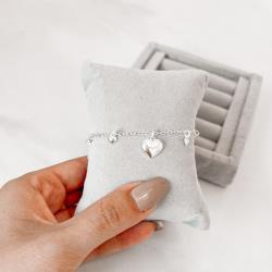 Pulseira pingentes coração 11mm e mini corações