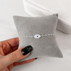 Pulseira entremeio olho grego cravejado 12mm corrente singapura