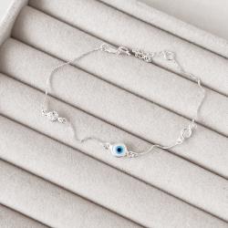 Pulseira entremeio olho grego e zircônias 5mm