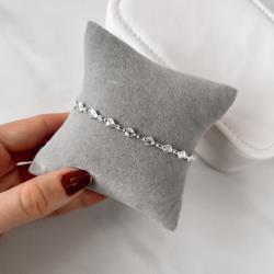 Pulseira entremeio corações com vinco 5mm