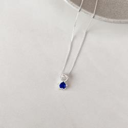 Colar menino com zircônia coração azul bic 12mm 45cm