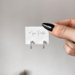 Argola click quadrada cravejada 12mm