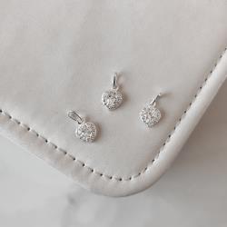 Pingente zircônia coração com cravejado 8mm