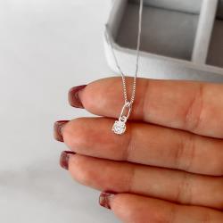 Colar pingente zircônia 4mm 40cm