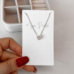 Colar zircônia embutida coração 6mm 40cm