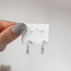 Argola zircônias quadrada e losango 20mm tarraxa