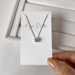 Colar zircônia redonda lilás com cravejado 7mm 40cm