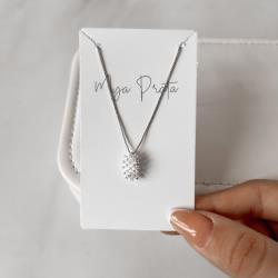 Colar pingente oval com zircônias 12mm 45cm