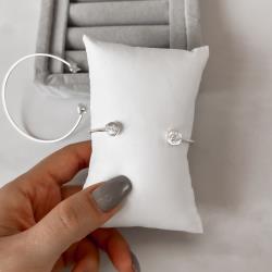 Bracelete 2 zircônias redonda e oval regulável