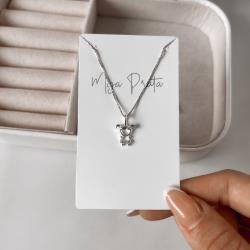 Colar pingente menina com cravejado 11mm 45cm