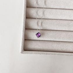 Colar zircônia losango ametista 10mm 45cm