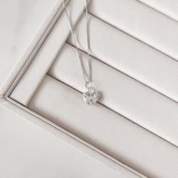 Colar pingente zircônia coração 10mm 45cm