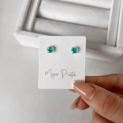 Brinco zircônia quadrada acqua 5mm