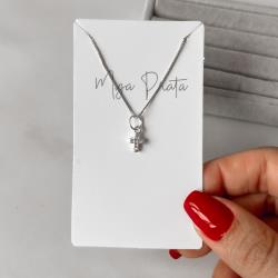 Colar pingente cruz cravejada 7mm 40cm