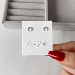 Brinco lua invertida ponta cravejada 6mm