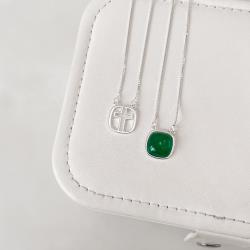 Escapulário cruz e pedra ágata verde v15 60cm