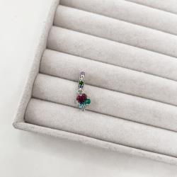 Berloque pingente árvore 11mm elo cravejado colorido escrito Life is wonderful envelhecido