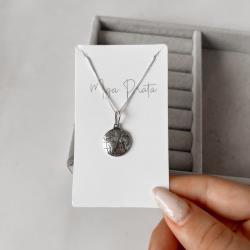 Colar pingente medalha mundo envelhecida 15mm 45cm