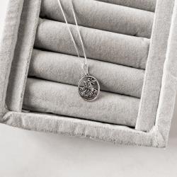 Colar pingente medalha São Jorge envelhecido 17mm 45cm