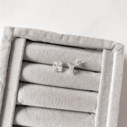 Brinco zircônia quadrada cristal 8mm