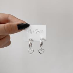 Argola pingente coração vazado 18mm tarraxa 