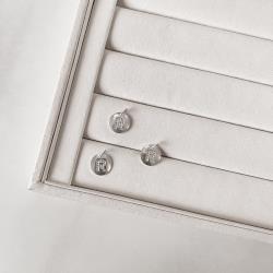 Pingente medalha letra R cravejada 15mm