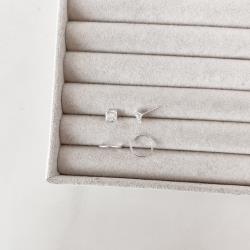 Dupla zircônia quadrada 6mm e argola 12mm