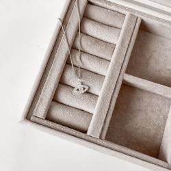 Colar pingente olho cravejado 12mm 45cm