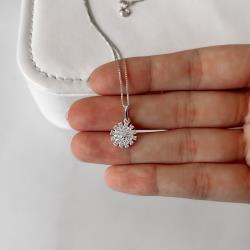 Colar pingente botão cravejado 11mm 45cm