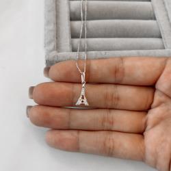 Colar pingente torre Eiffel 15mm 45cm